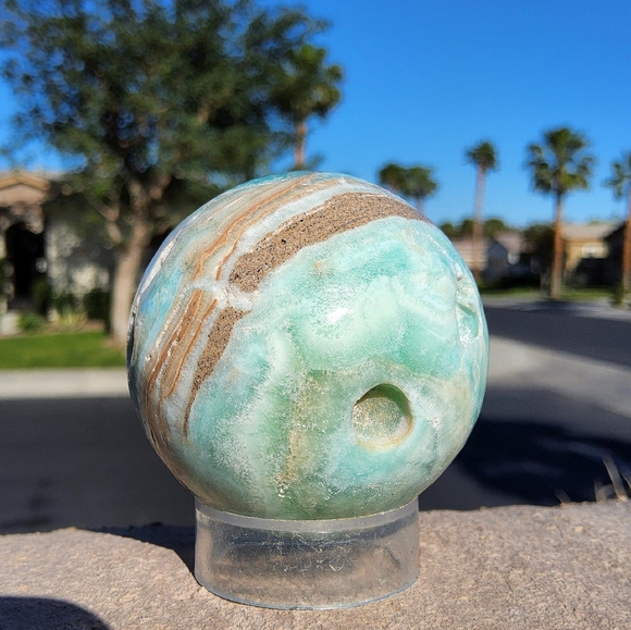 Calming Blue Aragonite Sphere with Lots of Druzy - Picture 1 of 16